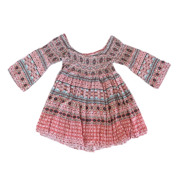 TORRID Mosaic Print Smocked Bell Sleeve Dress Size 3 - Picture 5 of 7